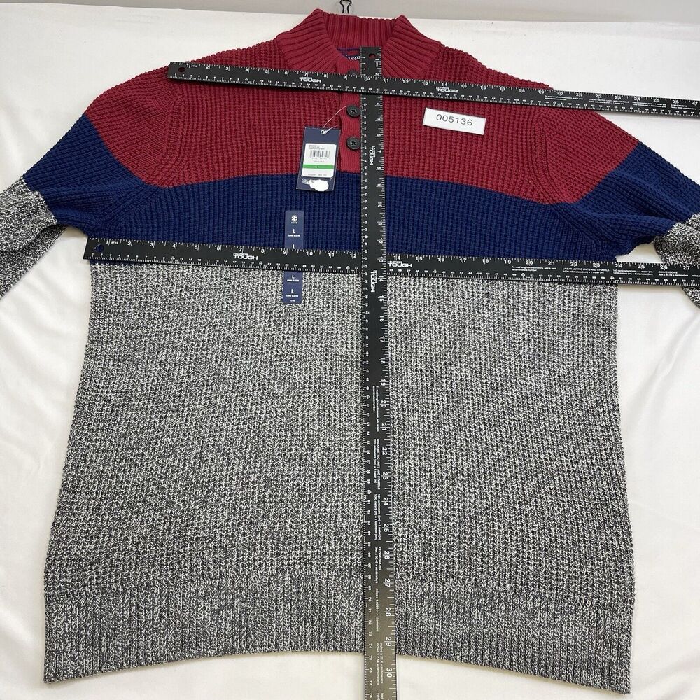 Izod Sweater Mens L Multicolor Color Block Shelter Island Stripe Preppy Casual - Picture 8 of 10